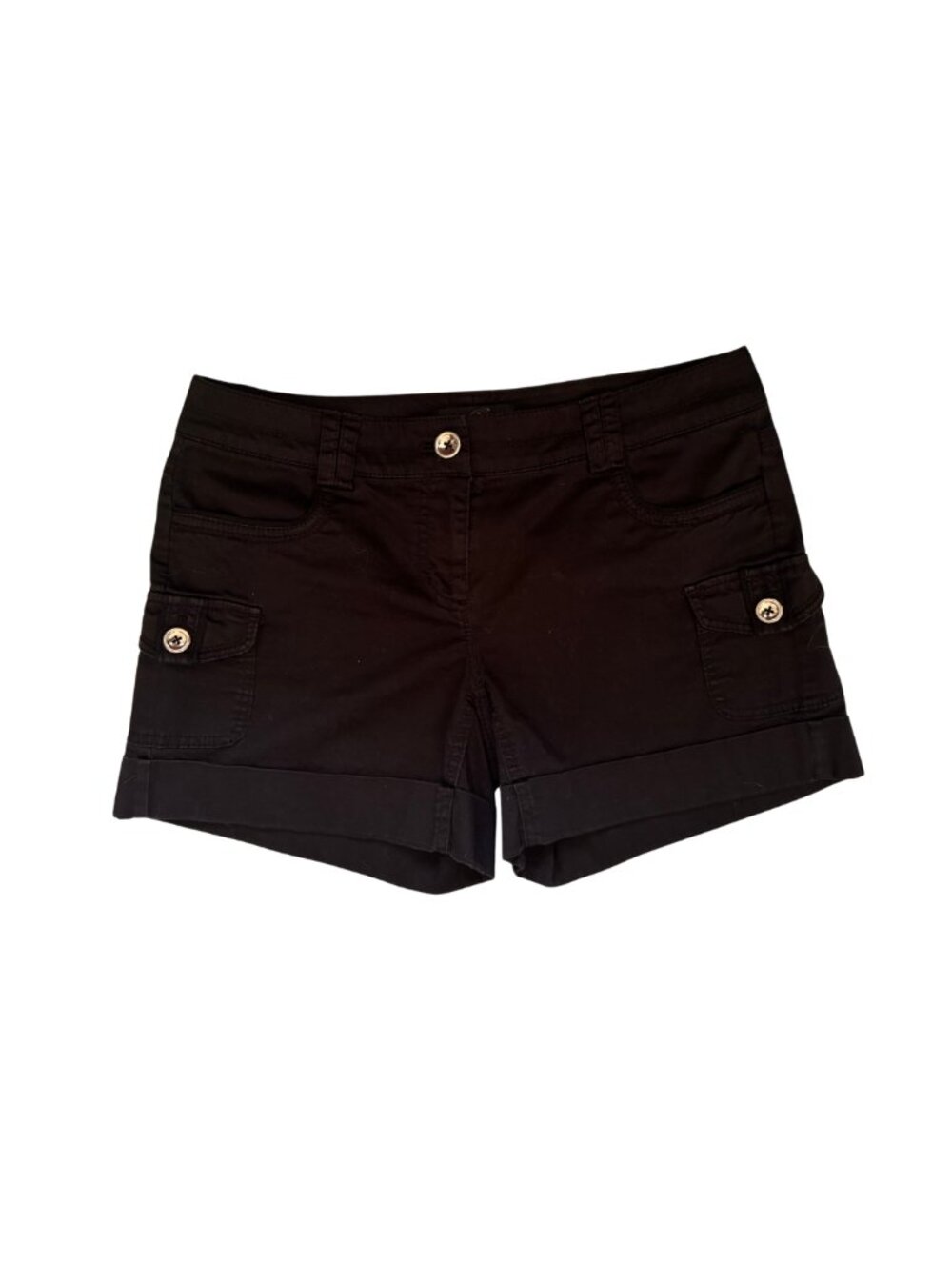 White House Black Market Black Cargo Shorts Rolled Cuff Size 4